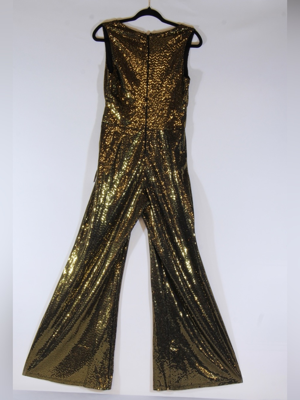 VENUS Gold Sequin Halter V‑Neck Wide‑Leg Jumpsuit NWT - Picture 7 of 7